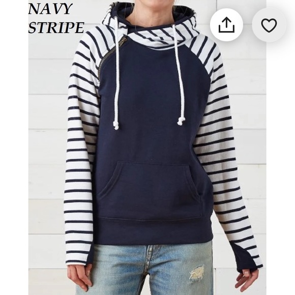 NWT fashion, original design pullover double hood, long sleeve size L - Picture 3 of 14